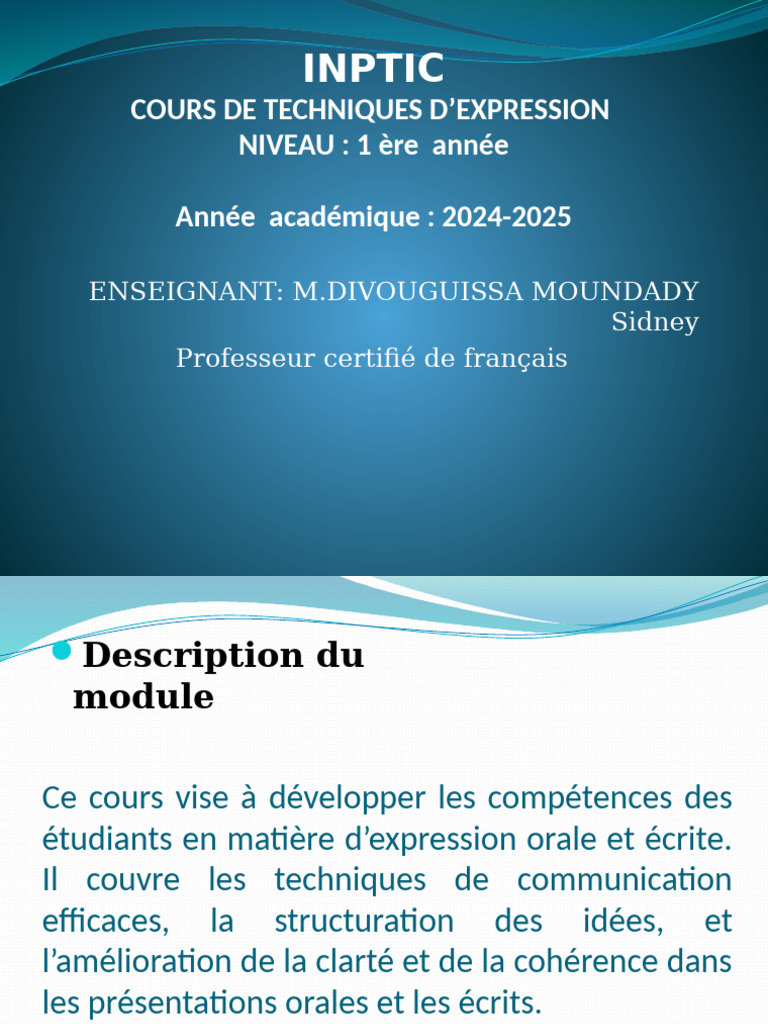 Techniques d'Expression Écrite et Orale | PDF | Lexique | la communication