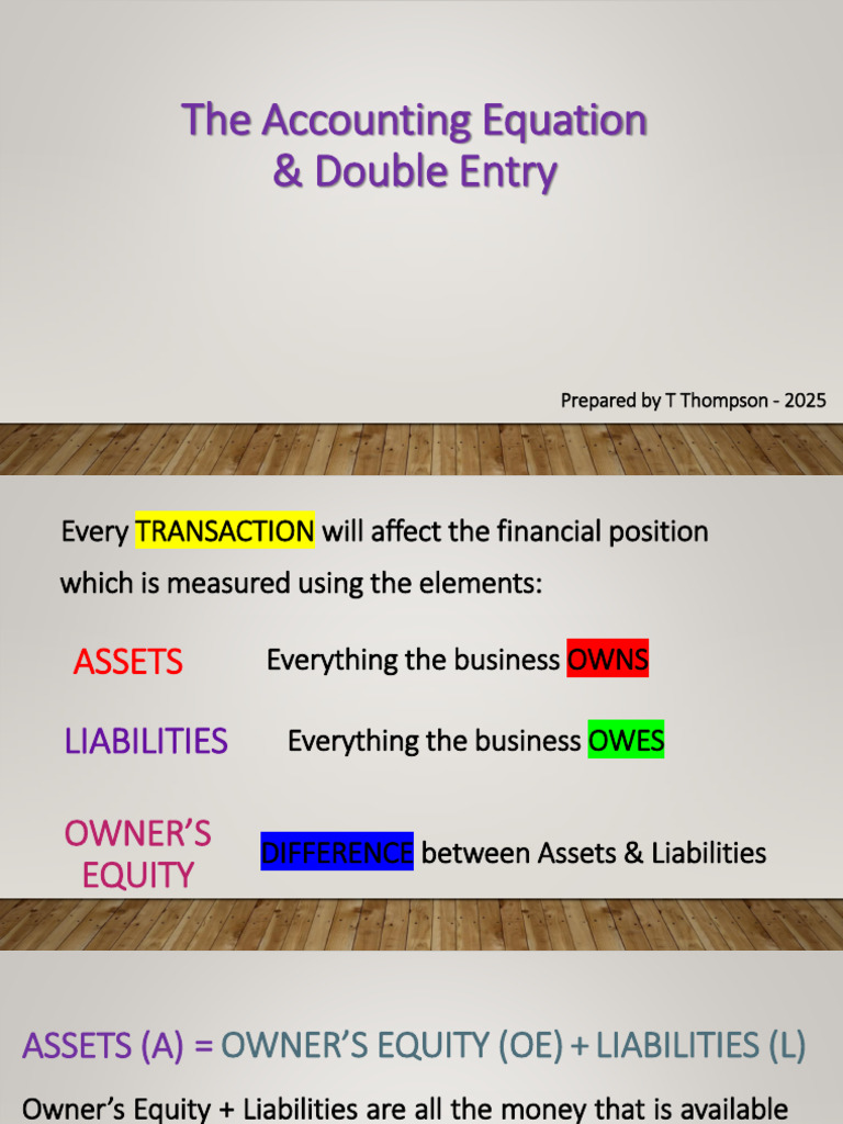 Accounting Equation & Double Entry Guide | PDF | Debits And Credits ...