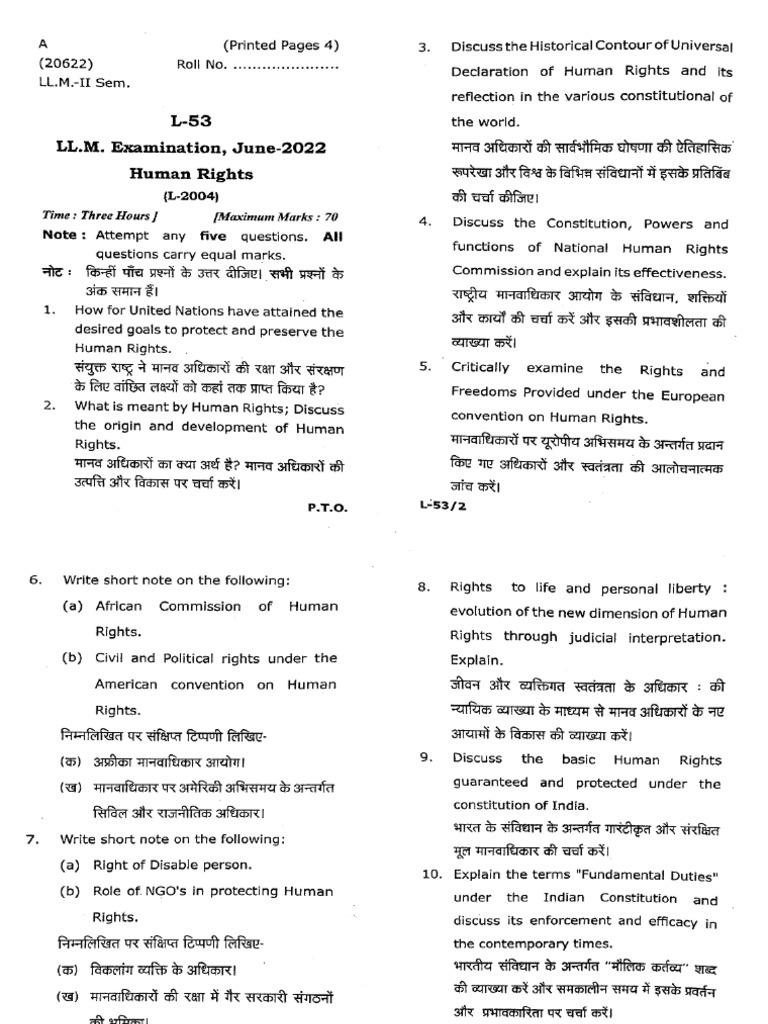 LLM 2 Sem Human Rights L 53 Jun 2022 | PDF