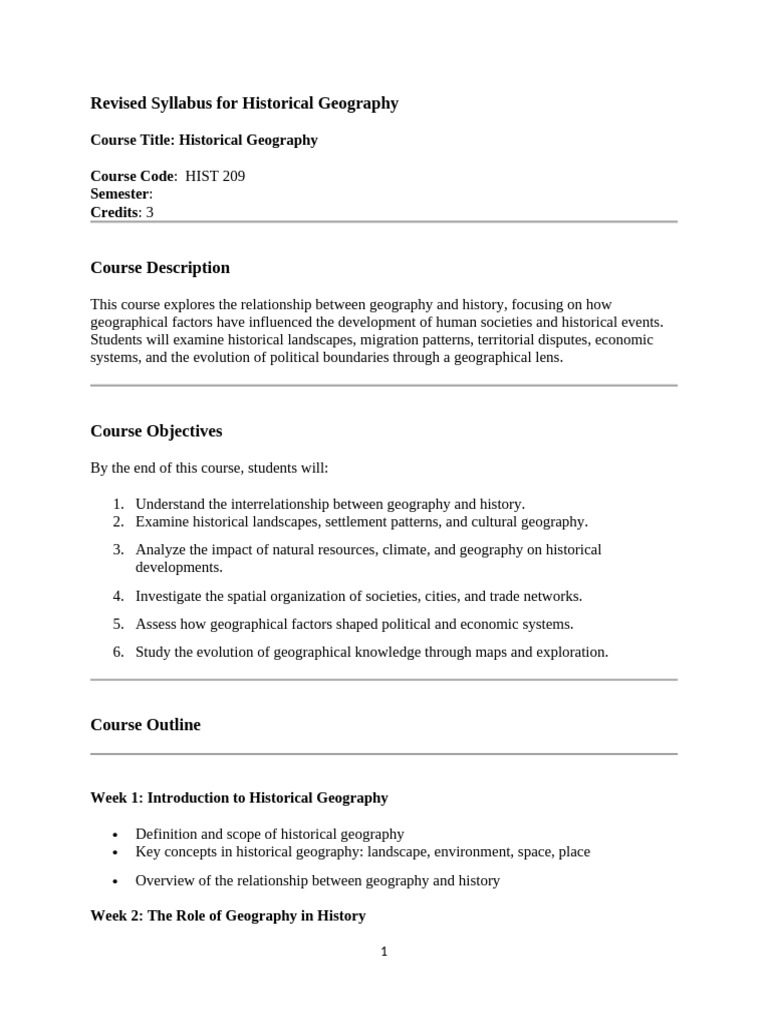 Revised Syllabus For Historical Geography | PDF | Geography | Geopolitics