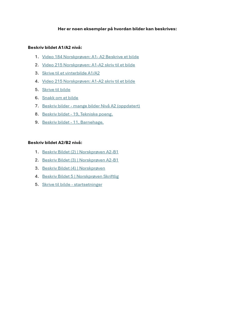 Eksempler På Hvordan Bilder Kan Beskrives | PDF