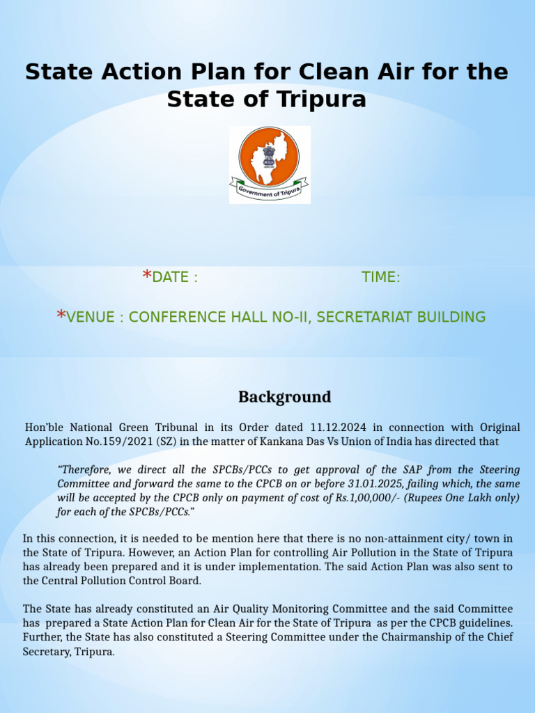 Tripura's Clean Air Action Plan | PDF
