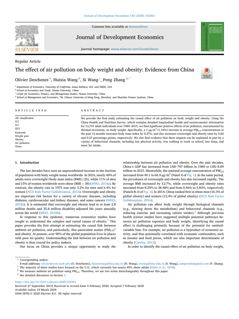1 s2.0 S0304387820300365 Main | PDF | Obesity | Body Mass Index