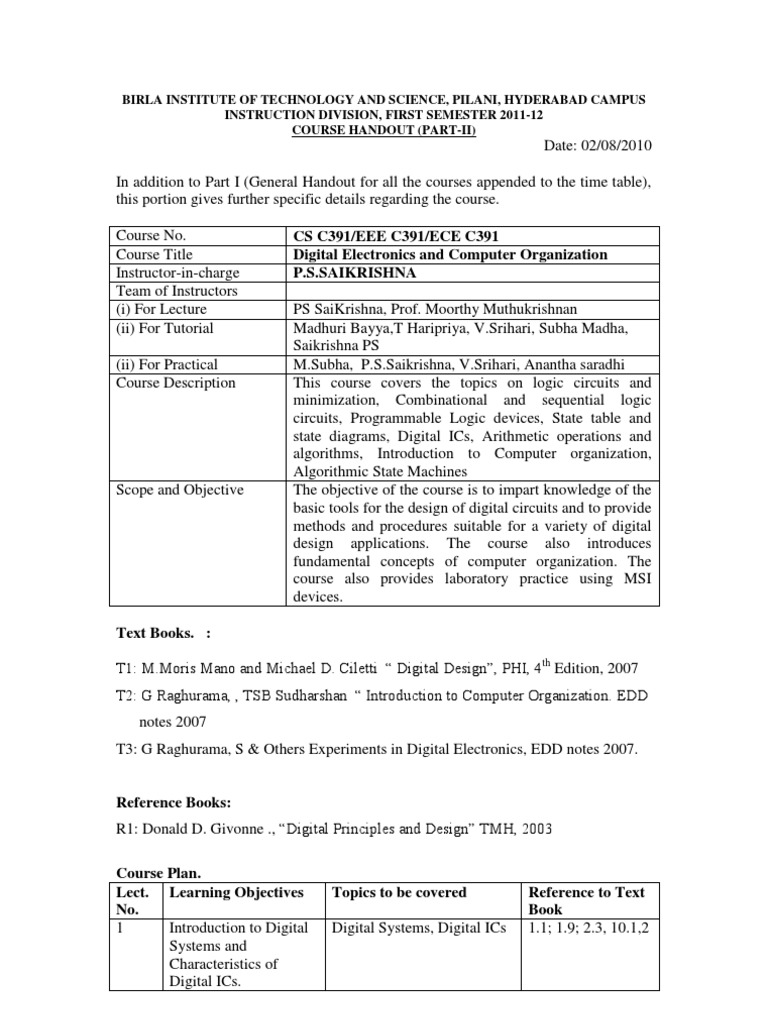 Digital Electronics and Computer Organization PDF Hardware Description Language Digital