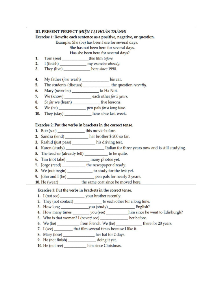 Present Perfect | PDF