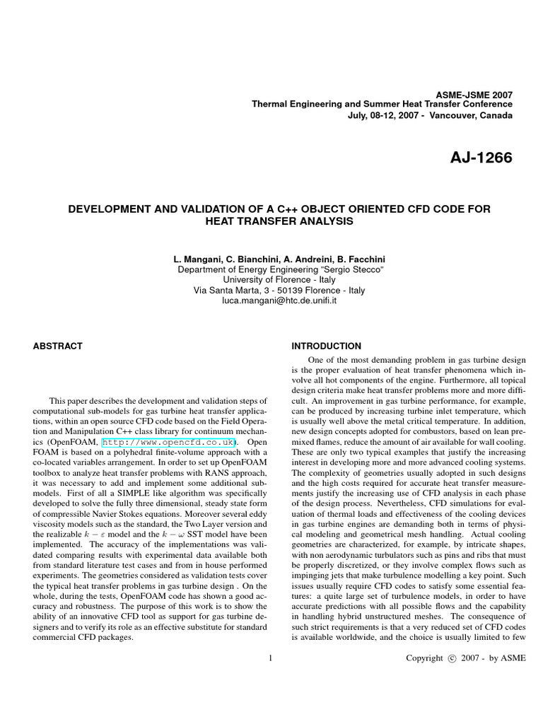 C++ CFD Code for Gas Turbine Heat Transfer | PDF | Computational Fluid ...