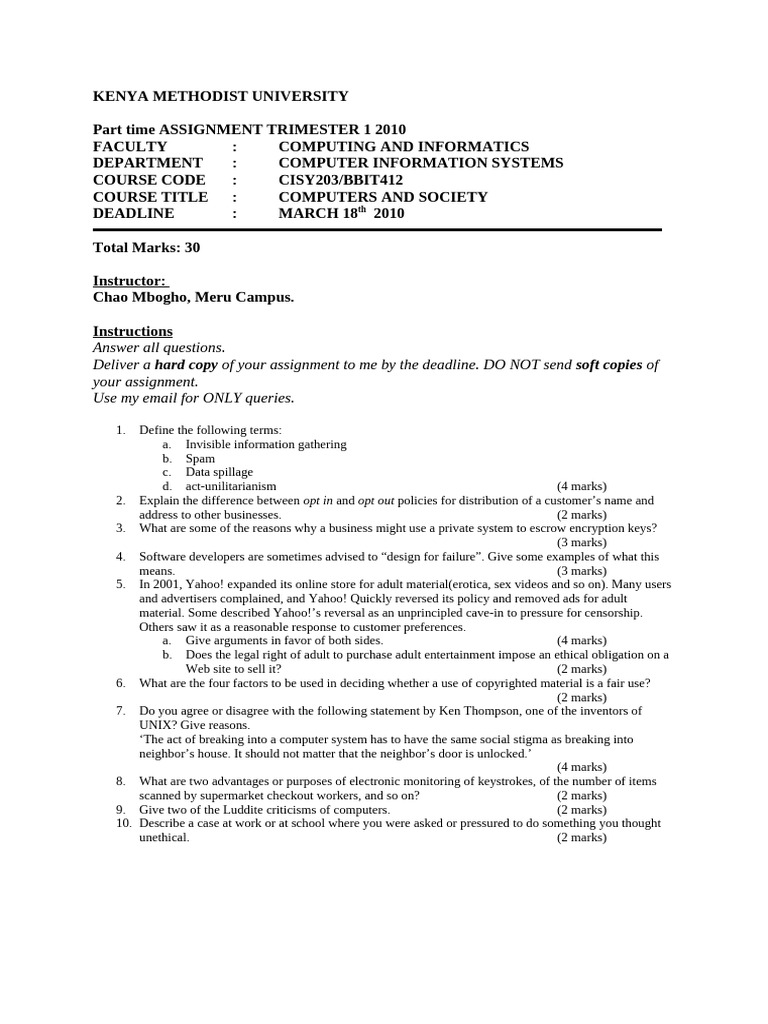 Computers and Society Assignment Guide | PDF | Computing