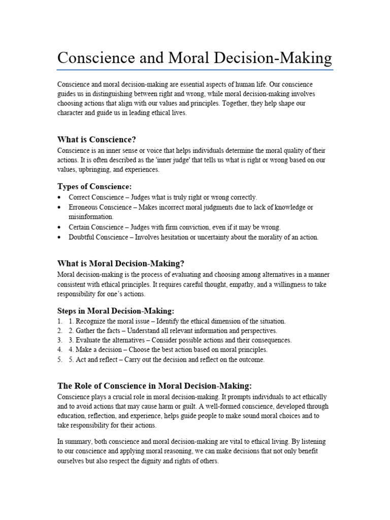 Conscience and Moral Decision Making | PDF