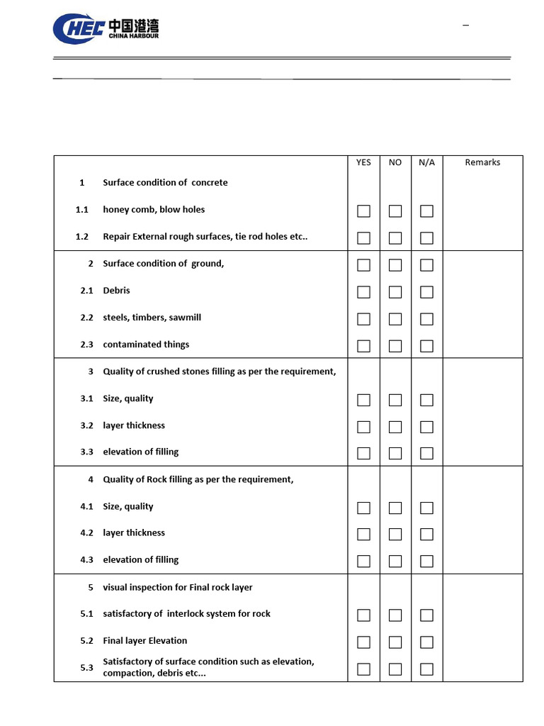 Hambantota Port Rockfill Inspection Checklist | PDF | Deep Foundation ...