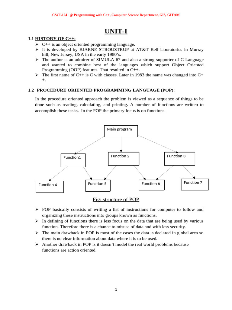 C++ Programming: OOP vs POP Concepts | PDF | Class (Computer ...
