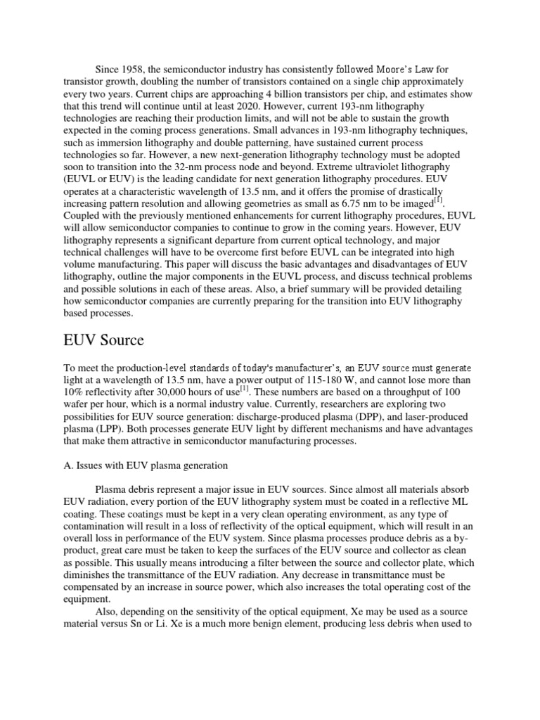 EUV Lithography: Challenges and Solutions | PDF | Photolithography ...