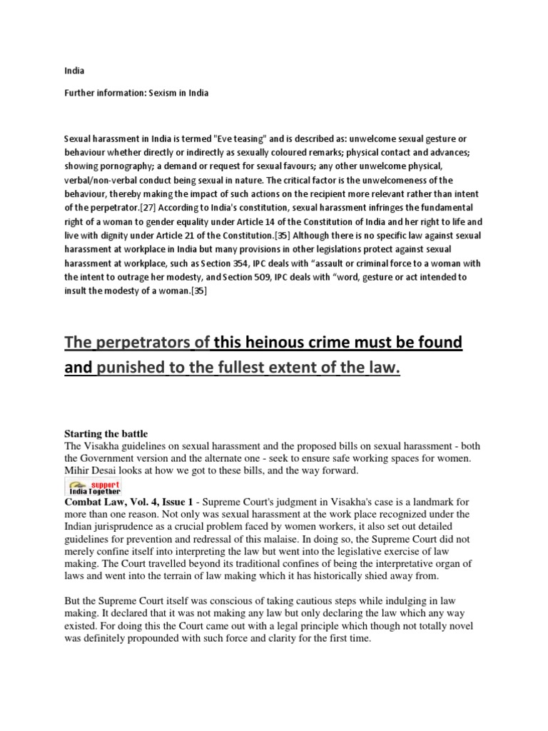 Understanding Sexual Harassment in India | PDF | Sexual Harassment | Virtue