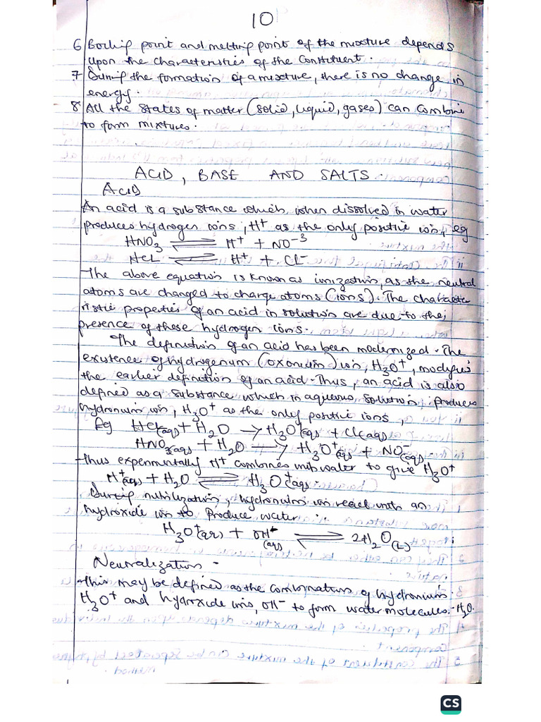 Acid, Base and Salt. Chemistry Note | PDF