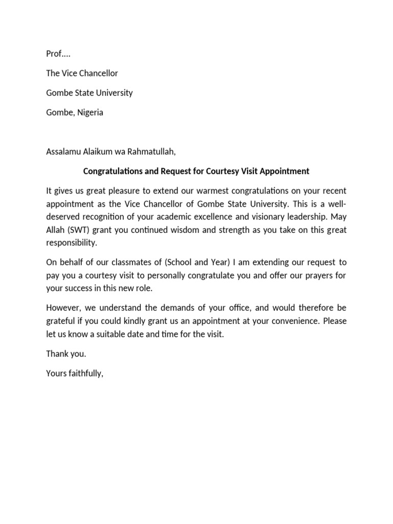 Request for Courtesy Visit Appointment | PDF