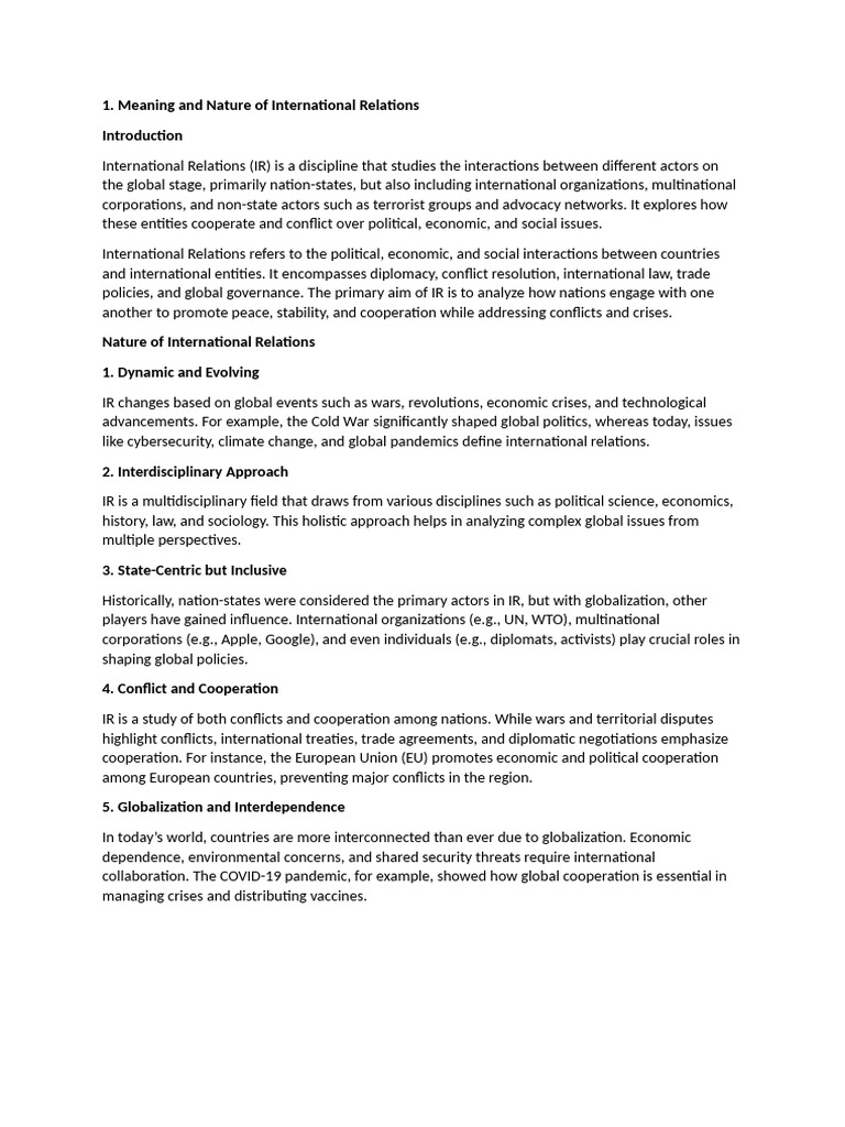 Understanding International Relations Dynamics | PDF | Non Aligned ...