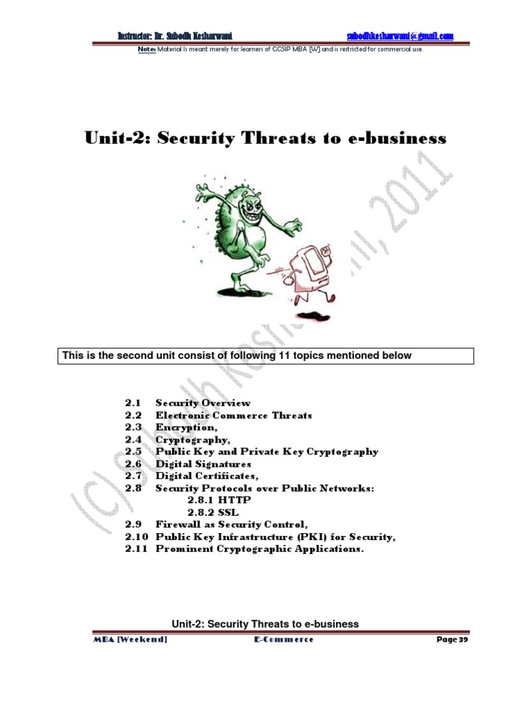Unit-2 Security Threats To E-Business-15 May 2011 | PDF | Public Key ...