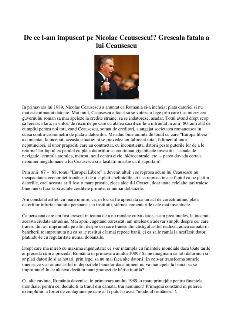 Greseala Fatala A Lui Ceausescu | PDF