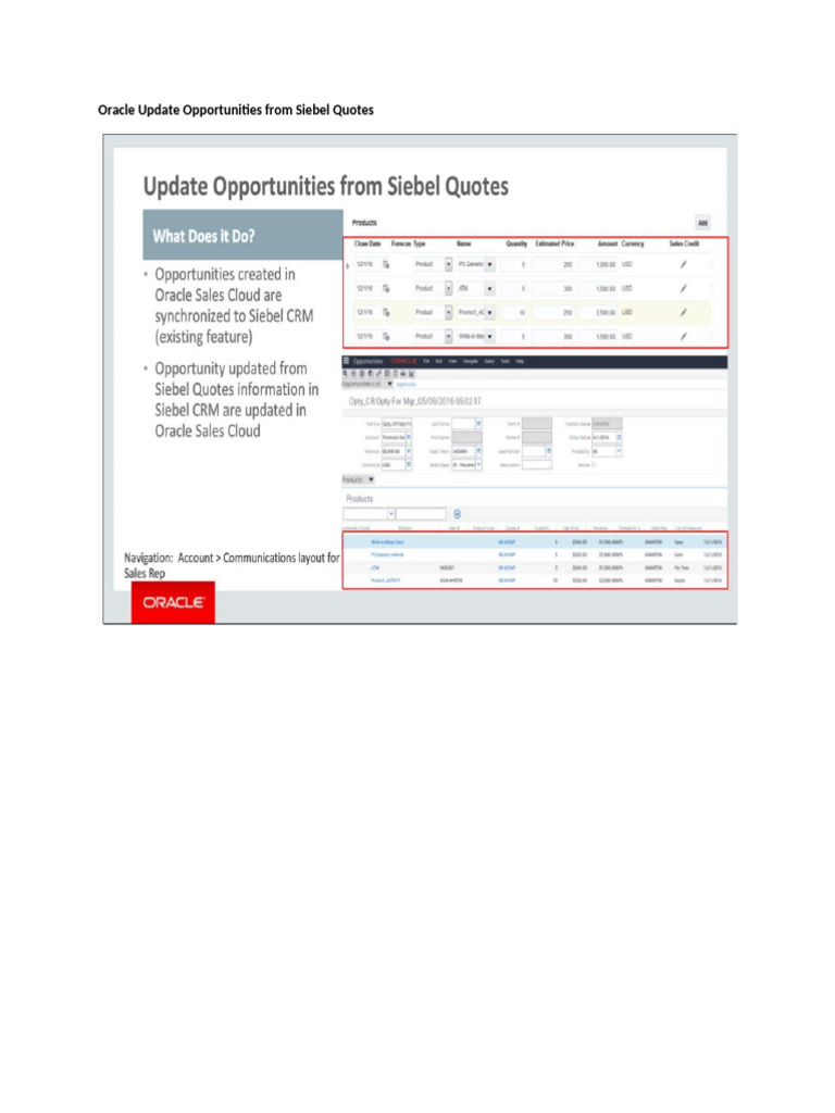 Oracle Update Opportunities From Siebel Quotes | PDF