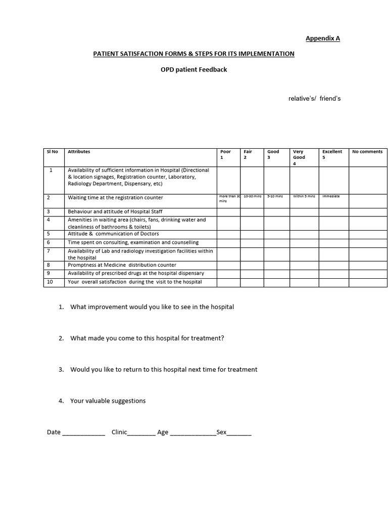 Patient Satisfaction Survey Guidelines | PDF | Patient | Hospital