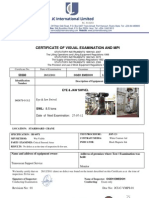 International Limited: Certificate of Visual Examination and Mpi