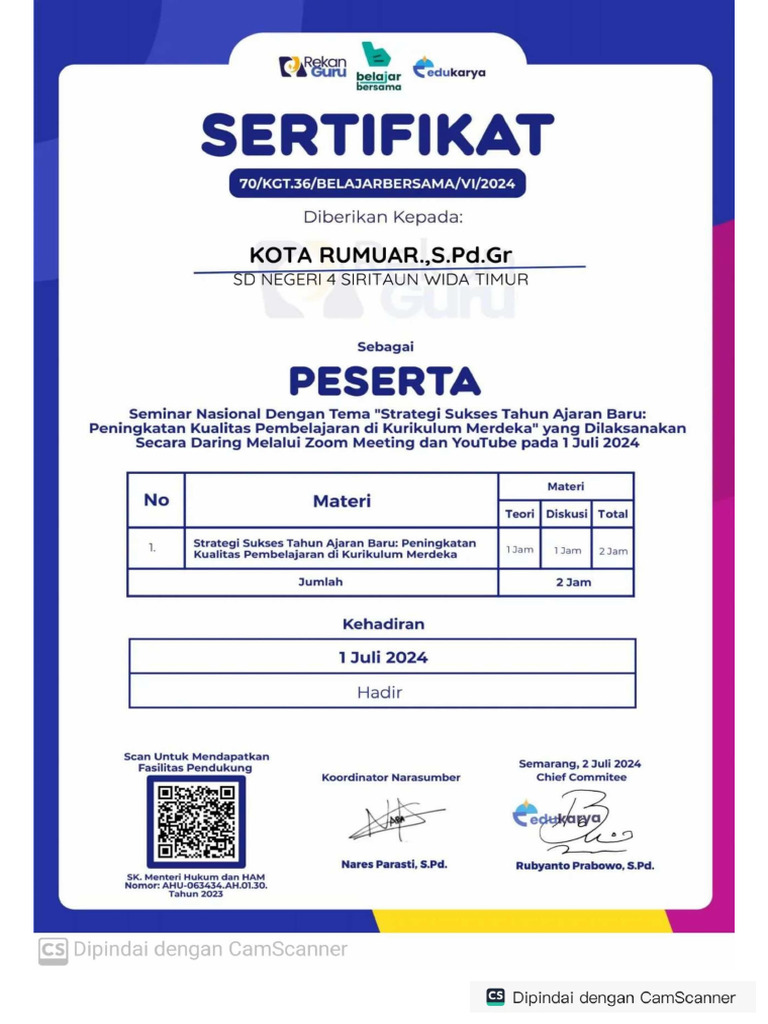 sertif kota 1 | PDF