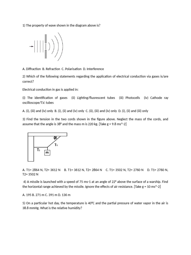 Physics Problem Set with Solutions | PDF | Gases | Pressure