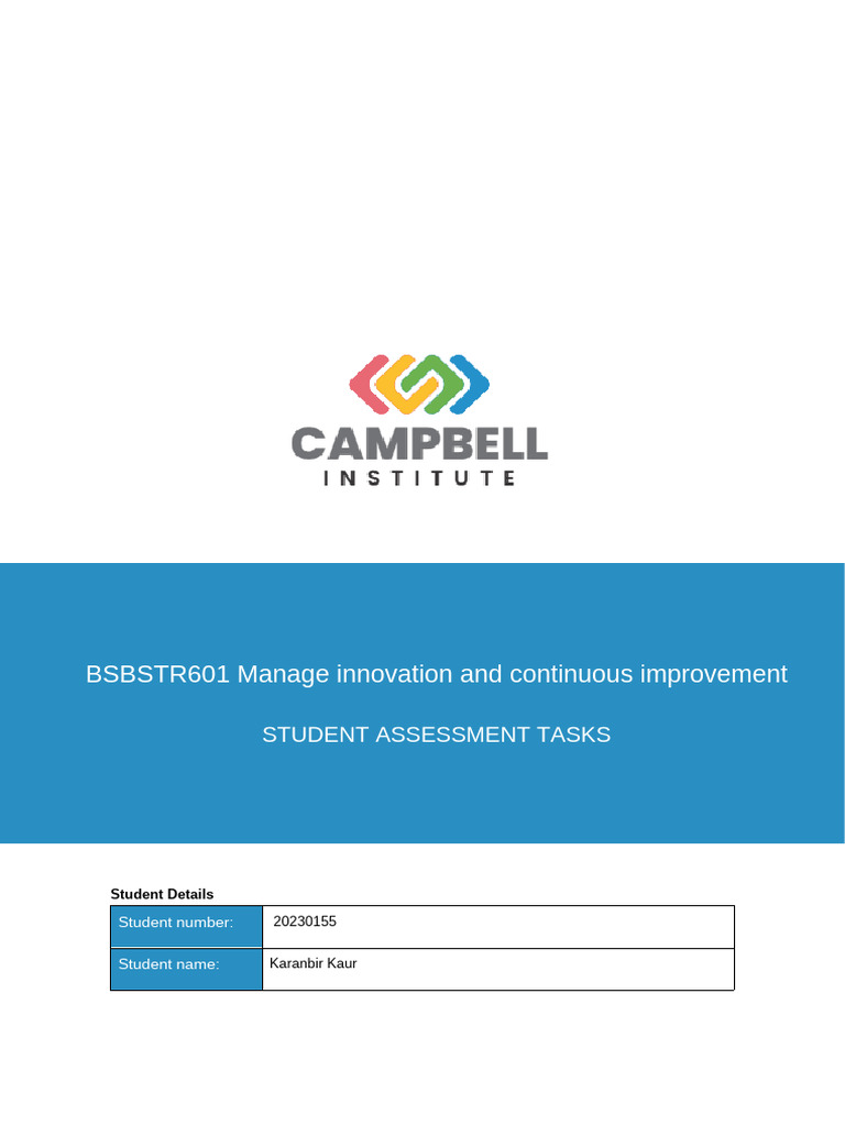 BSBSTR601 Student Assessment Tasks_v1.2 May 2024 | PDF | Risk | Innovation