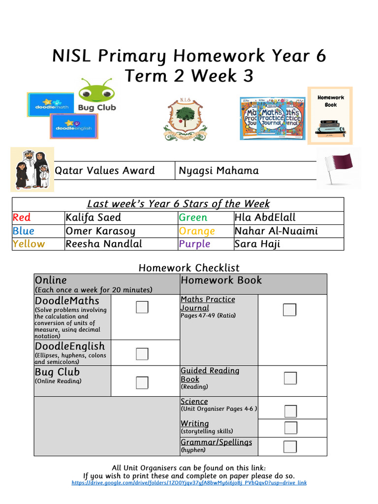 Y6 T2 Week 3 Primary Homework Complete | PDF