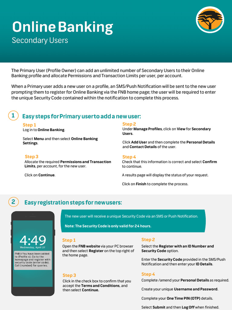 Adding Secondary Users on FNB Online | PDF | Secure Communication ...