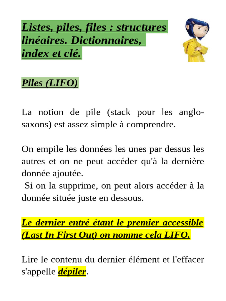 Structures linéaires : Piles et Files en Python | PDF | Programmation ...