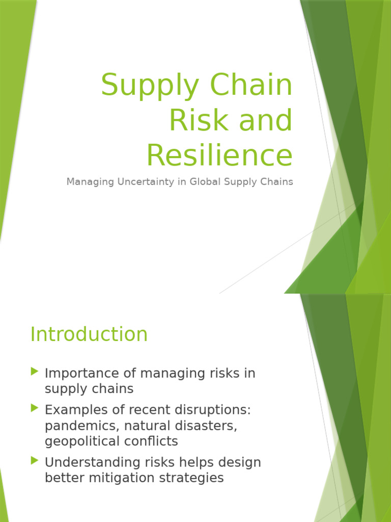 Managing Supply Chain Risks and Resilience | PDF