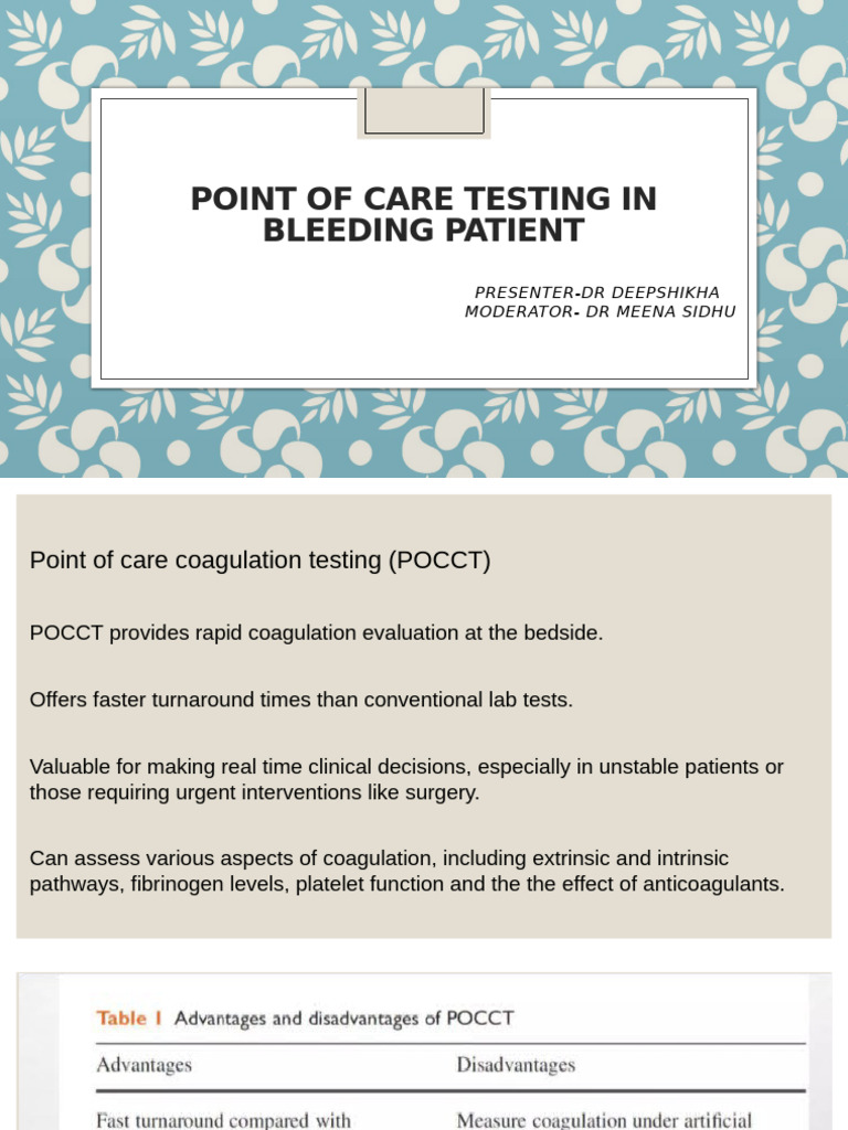 Point of Care Coagulation Testing Overview | PDF | Coagulation | Platelet