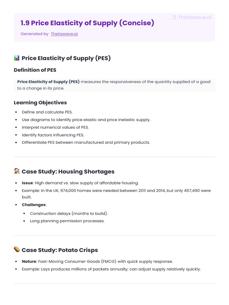 Understanding Price Elasticity of Supply | PDF | Elasticity (Economics ...