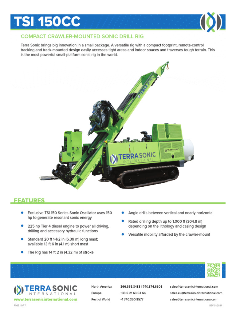 TSI 150CC Sonic Drill Rig Overview | PDF | Horsepower | Pump