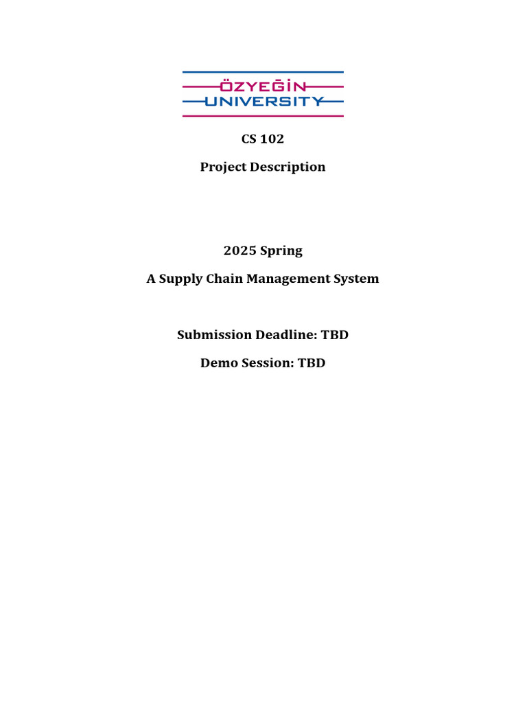 Cs 102 Project Description 2025 Spring | PDF | Class (Computer ...