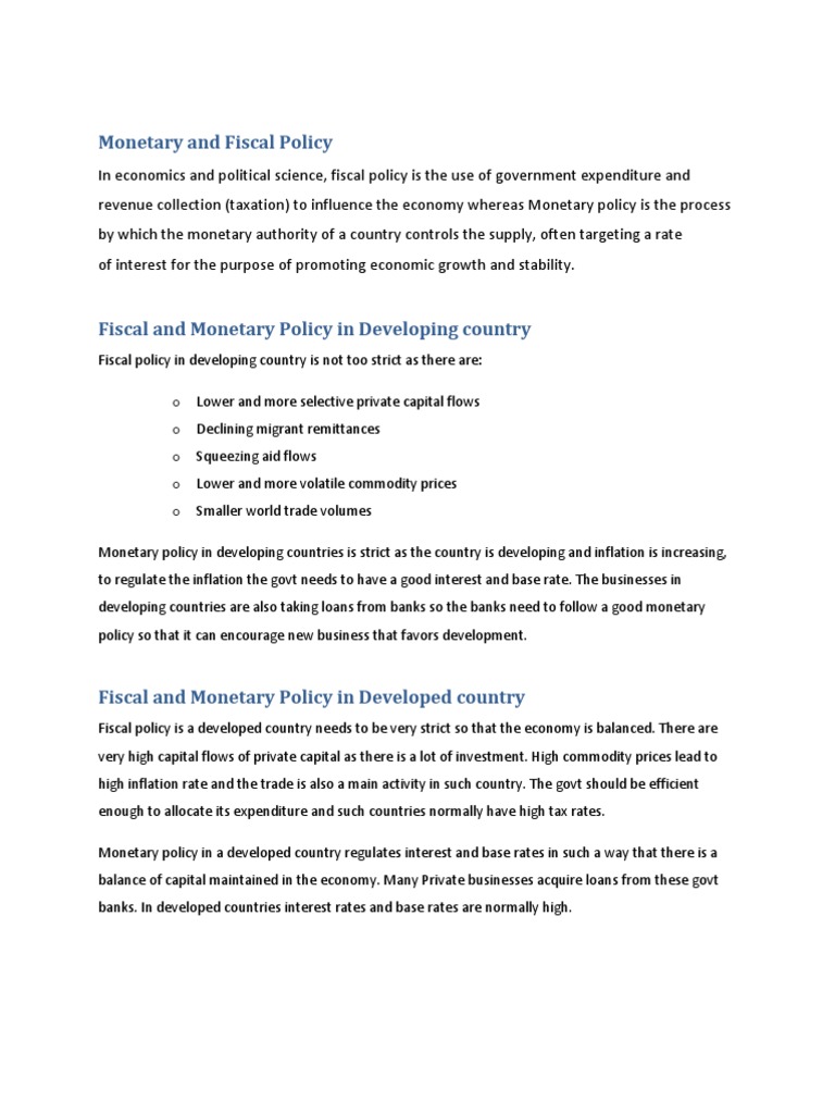 Monetary and Fiscal Policy | PDF