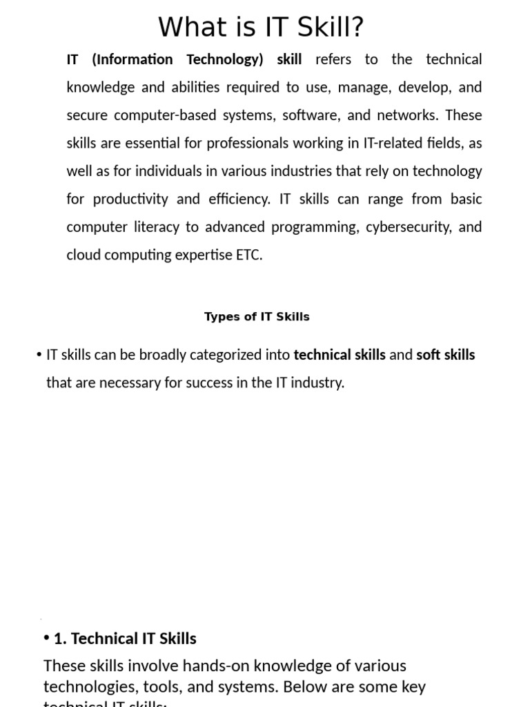 Essential IT Skills for Career Success | PDF | Cloud Computing ...