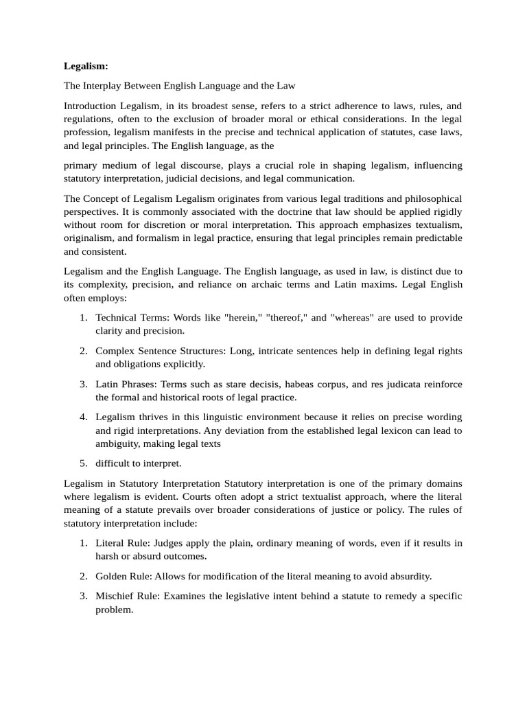 Understanding Legalism in Law | PDF | Precedent | Reading Comprehension