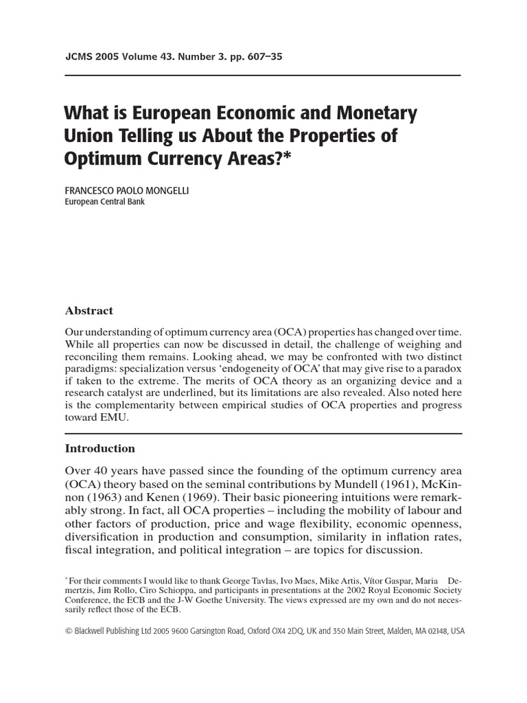 Understanding Optimum Currency Areas | PDF | Cost Of Living | Inflation