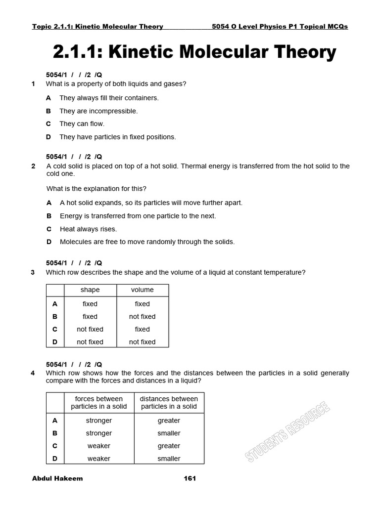 Kinetic Particle P1 | PDF | Gases | Liquids