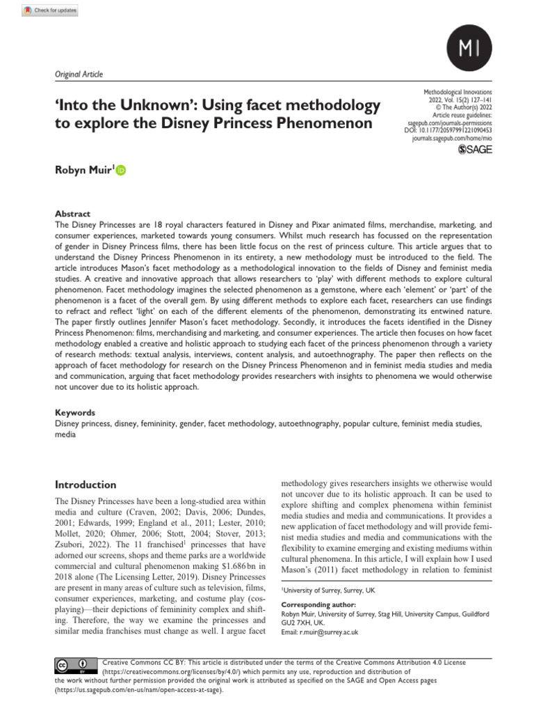 Into The Unknown' Using Facet Methodology To Explore The Disney