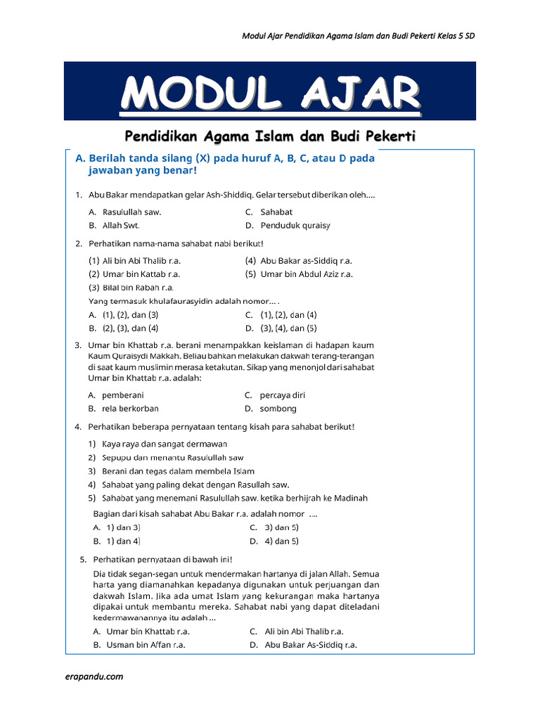 Modul Ajar PAI Kelas 5 SD Kurikulum Merdeka | PDF