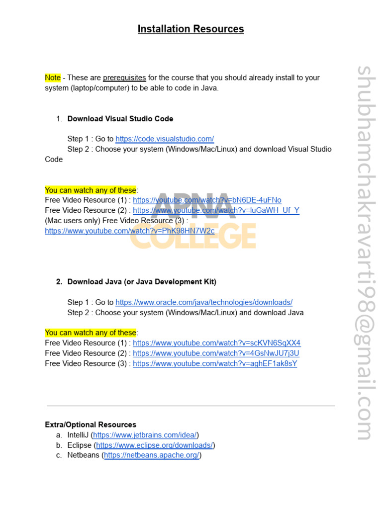 Installation Resources Pdf