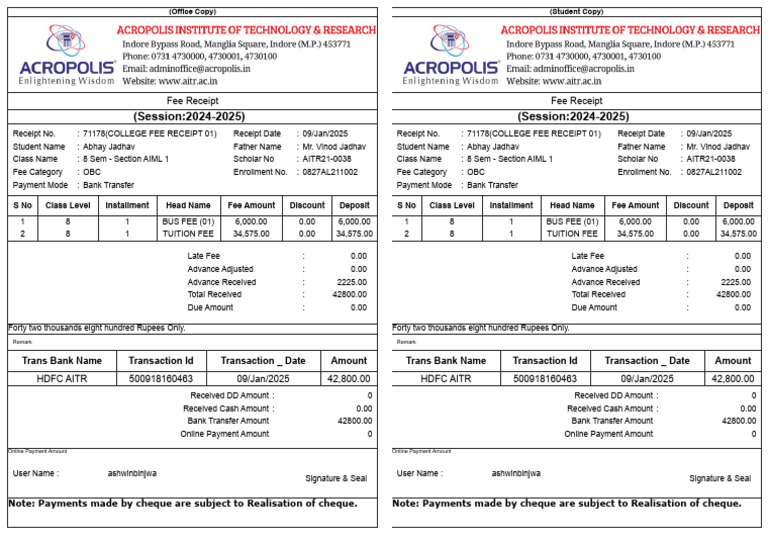 Class Wise Due Template | PDF | Payments | Receipt