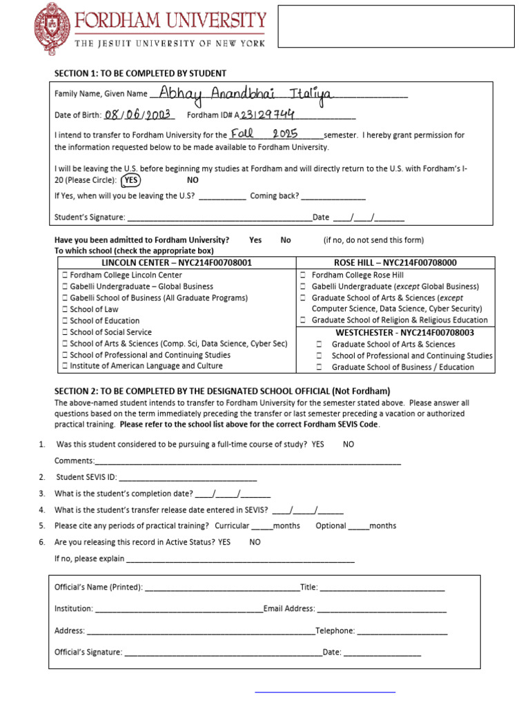 Transfer Form Updated Nov 2023 | PDF | Computing
