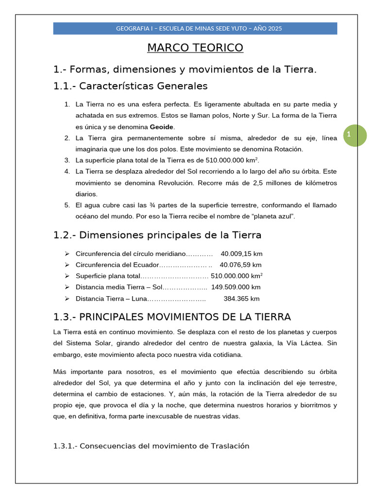 Dimensiones y Movimientos de la Tierra | PDF | Tierra | Ecuador