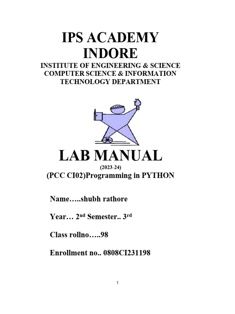 Python Programming Lab Manual 2023-24 | PDF | Data Type | Object ...