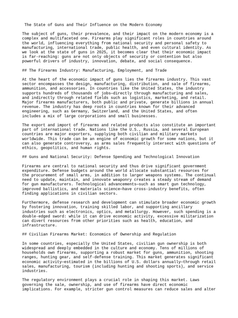The State of Guns and How They Influence The Modern Economy | PDF ...