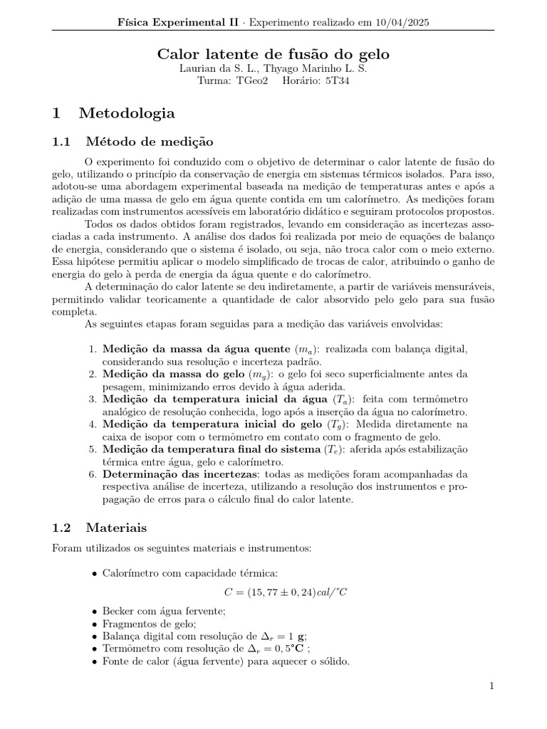 Calor Latente de Fusão do Gelo | PDF | Calor | Temperatura
