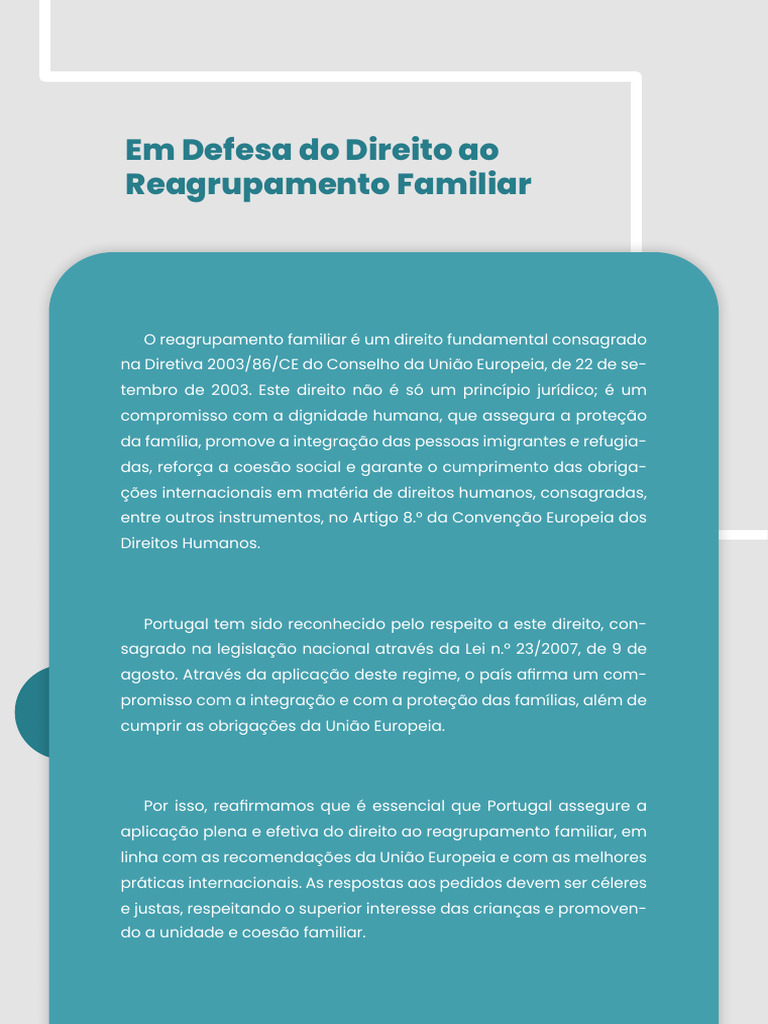 Defesa do Direito ao Reagrupamento Familiar | PDF | Família | Justiça